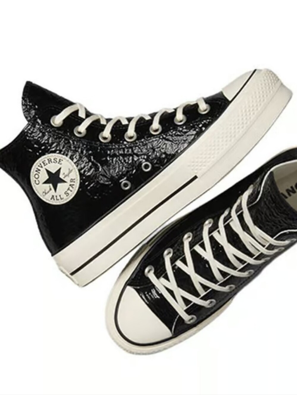 Conversechuck Taylor All Star Lift Platform Crinkled Leather High Top Sneakers - Picture 1 of 14